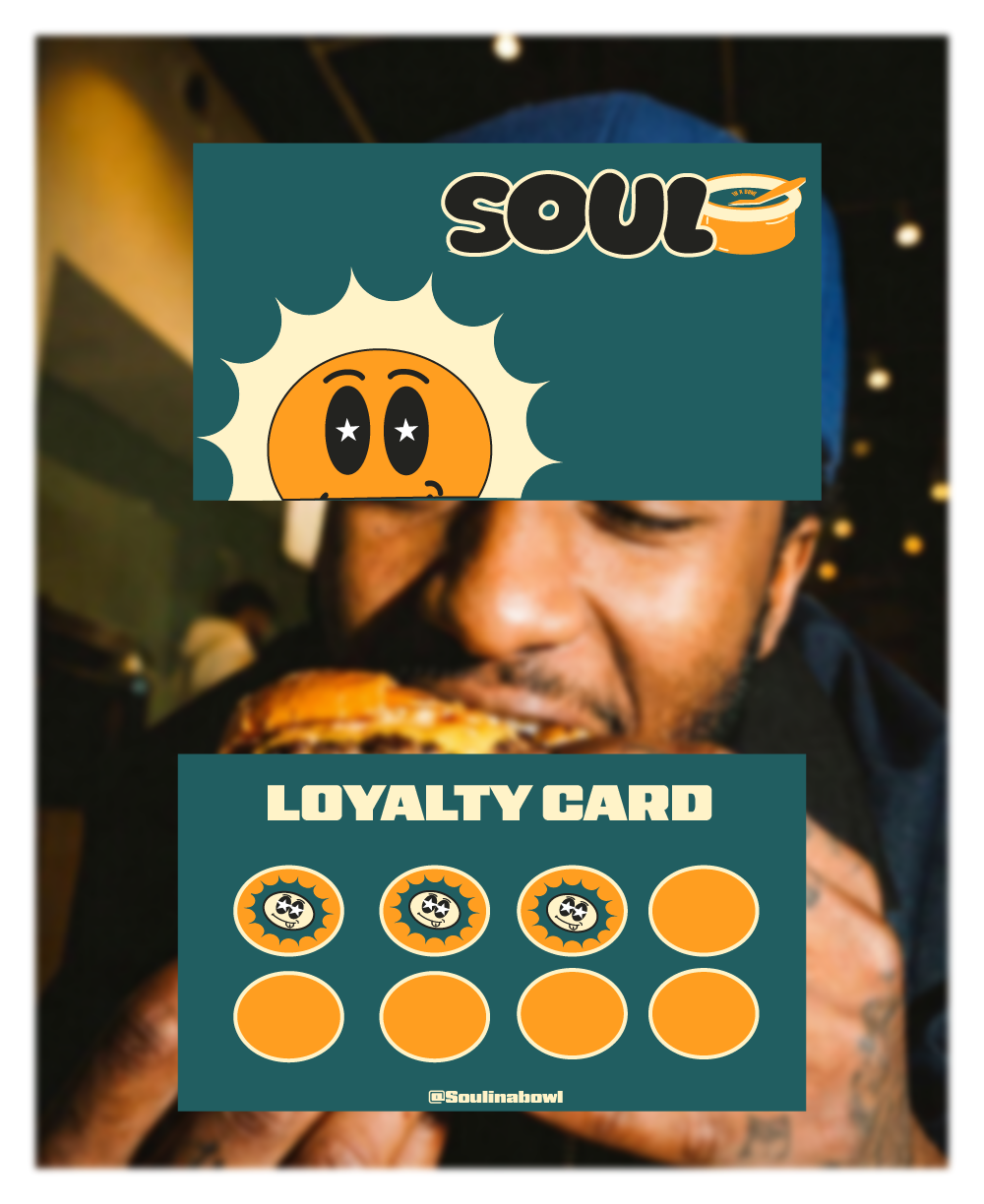 Restaurant brand identity design for Soul in a Bowl, featuring a custom logo, typography, colour palette, hoodie design, apparel branding, and visual identity.